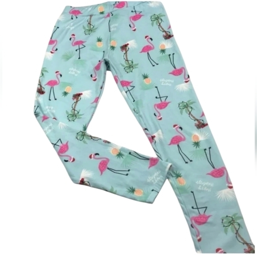 Womens Flamingo Christmas Leggings Workout Wear Active Pants XL - Picture 1 of 3